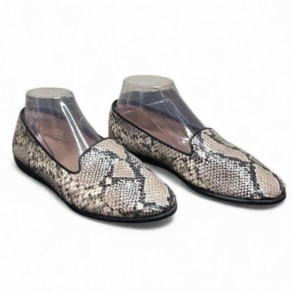 Aerosoles Loafers Women's Betunia Black Gray Slip On Shoe Leather Snakeskin 8W - Picture 2 of 9